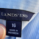 Switch Lands End Womens 16 Light Blue Herringbone Stripe 3/4 Sleeve Button Down Shirt 2 image