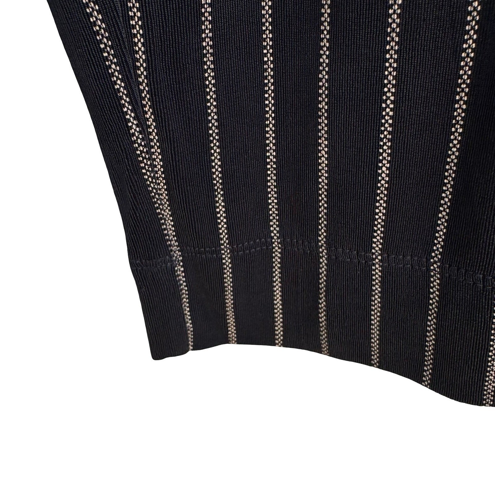 Chicos Travelers Minimalist Liquid Knit Black Pinstripe Straight Leg Pants M