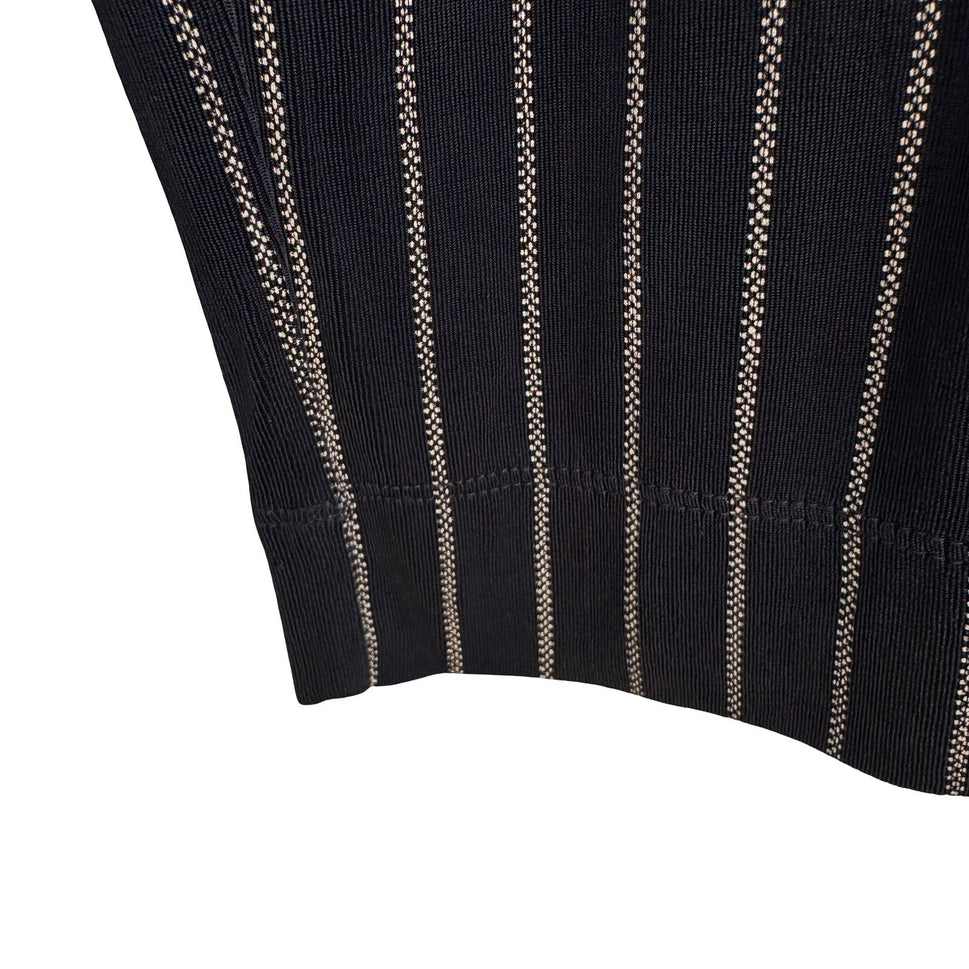 Chicos Travelers Minimalist Liquid Knit Black Pinstripe Straight Leg Pants M