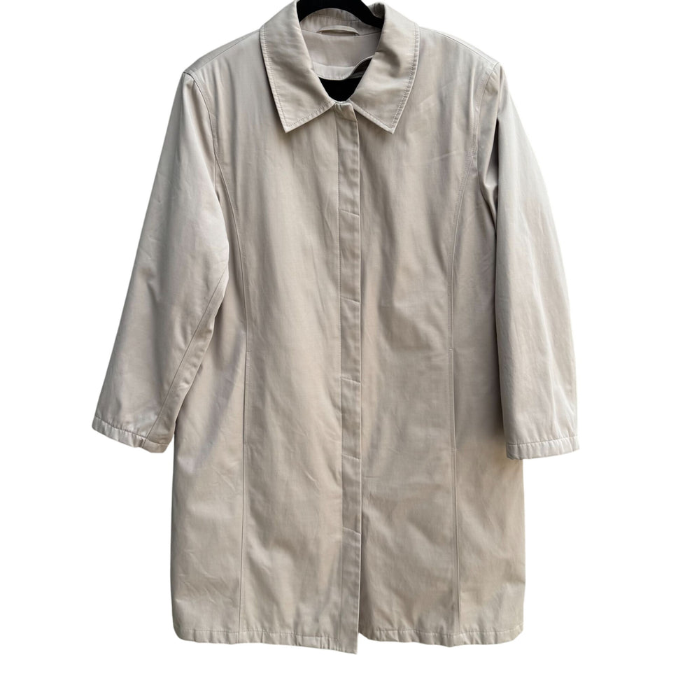 Worthington Womens Beige Quilted Lined Insulated Jacket Trench Coat Like New L