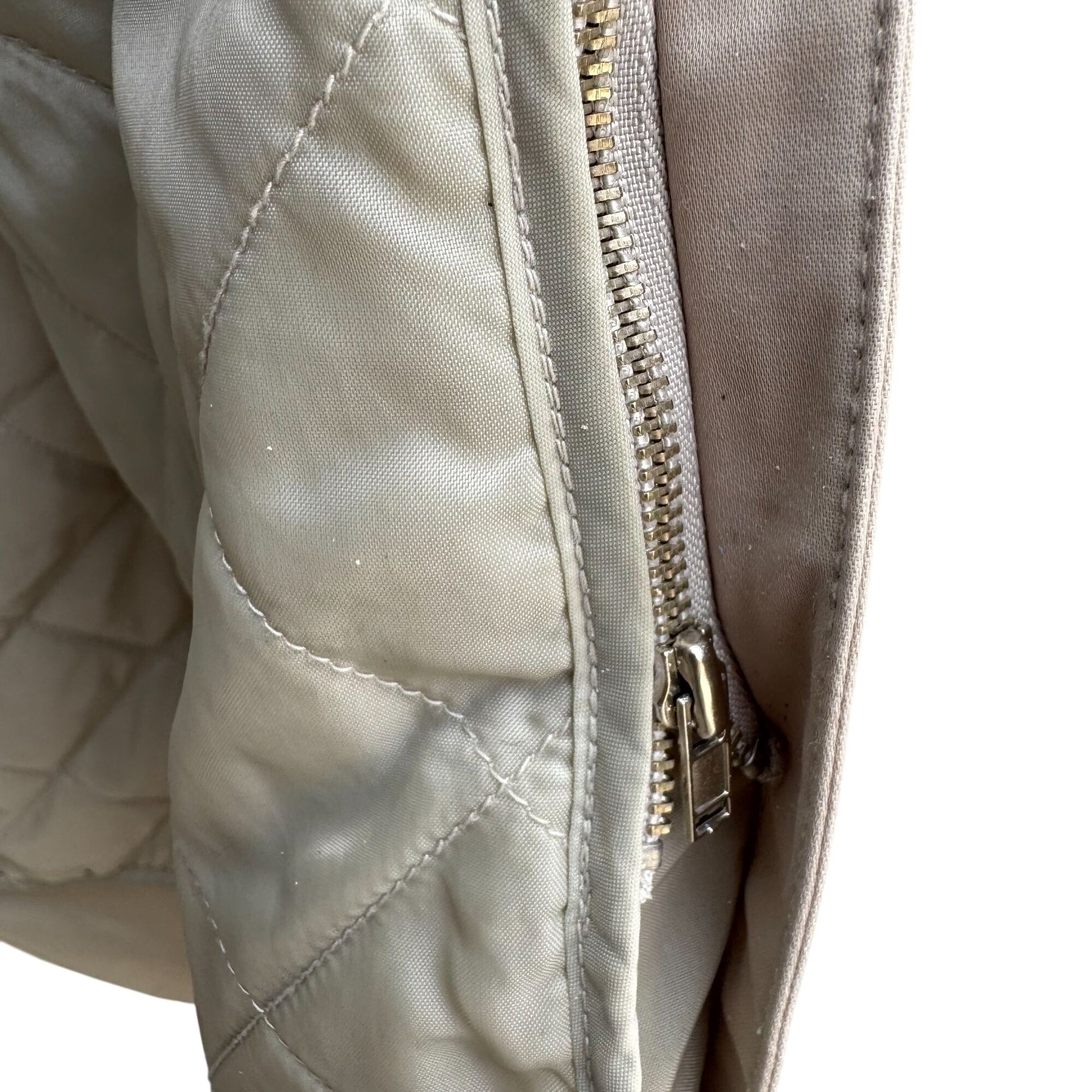 Worthington Womens Beige Quilted Lined Insulated Jacket Trench Coat Like New L