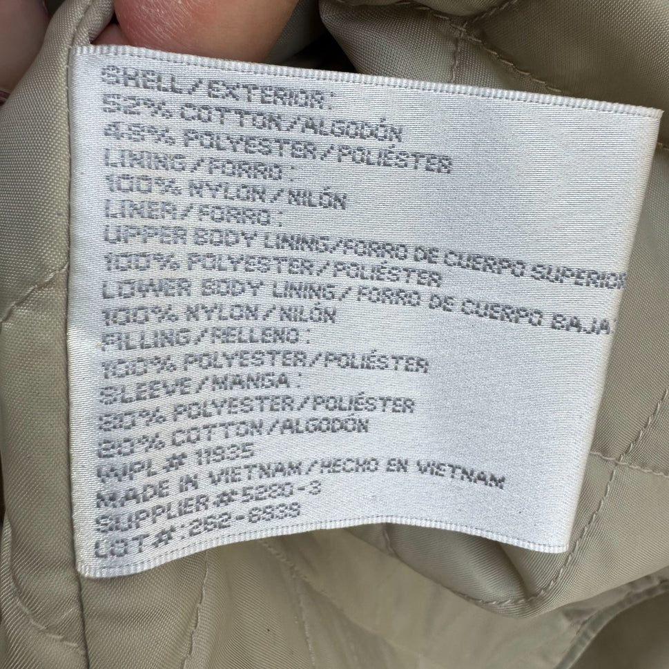 Worthington Womens Beige Quilted Lined Insulated Jacket Trench Coat Like New L