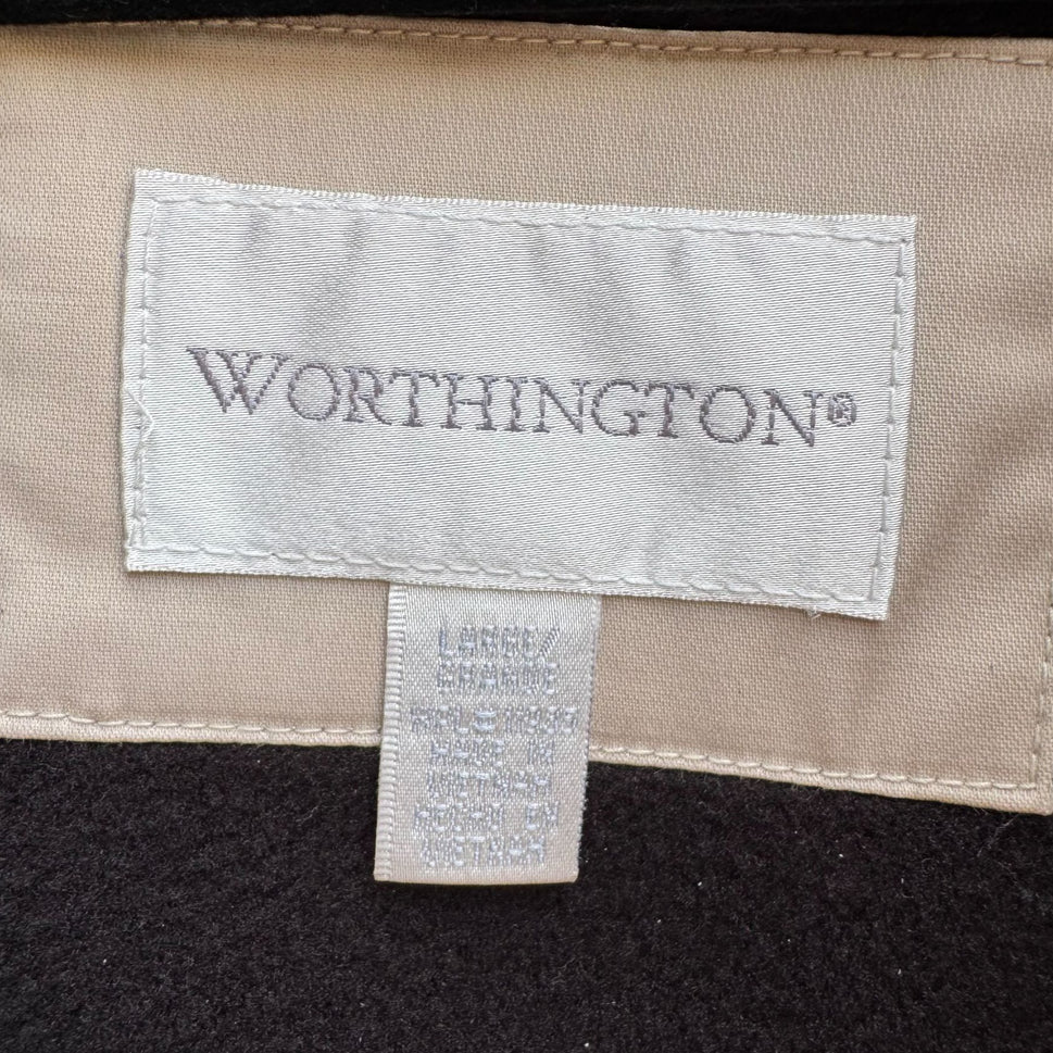 Worthington Womens Beige Quilted Lined Insulated Jacket Trench Coat Like New L