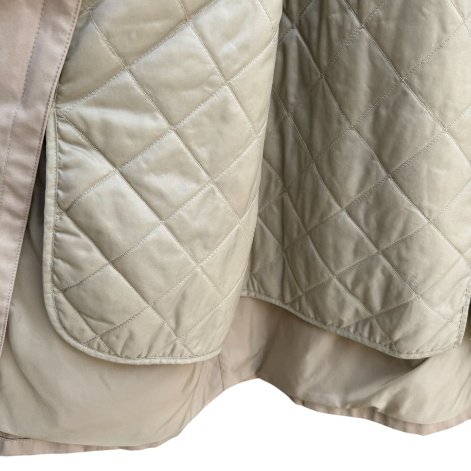 Worthington Womens Beige Quilted Lined Insulated Jacket Trench Coat Like New L