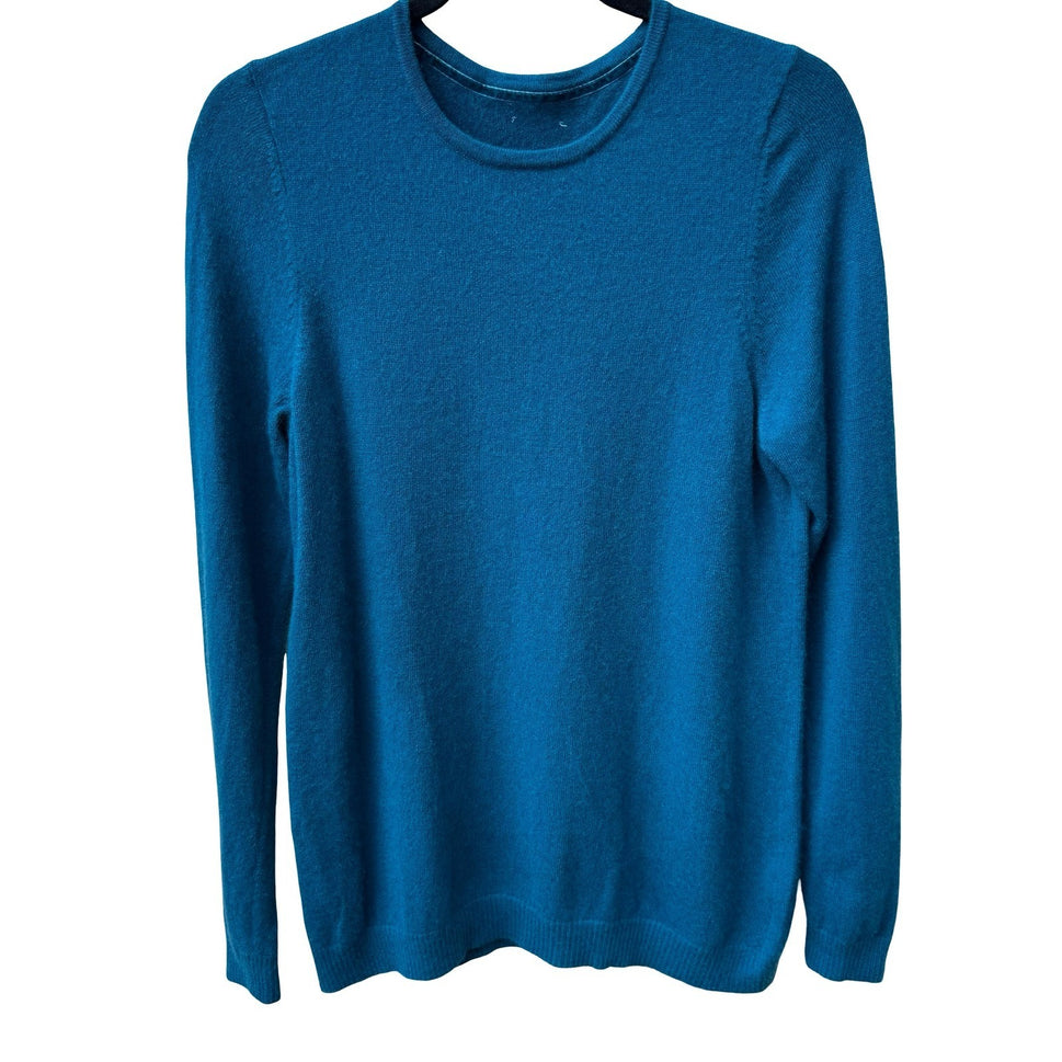 LL Bean 100% Cashmere Quiet Luxury Minimalist Preppy Sustainable Sweater Teal L