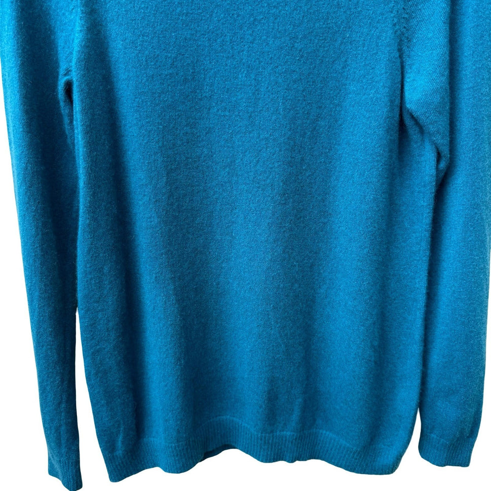 LL Bean 100% Cashmere Quiet Luxury Minimalist Preppy Sustainable Sweater Teal L