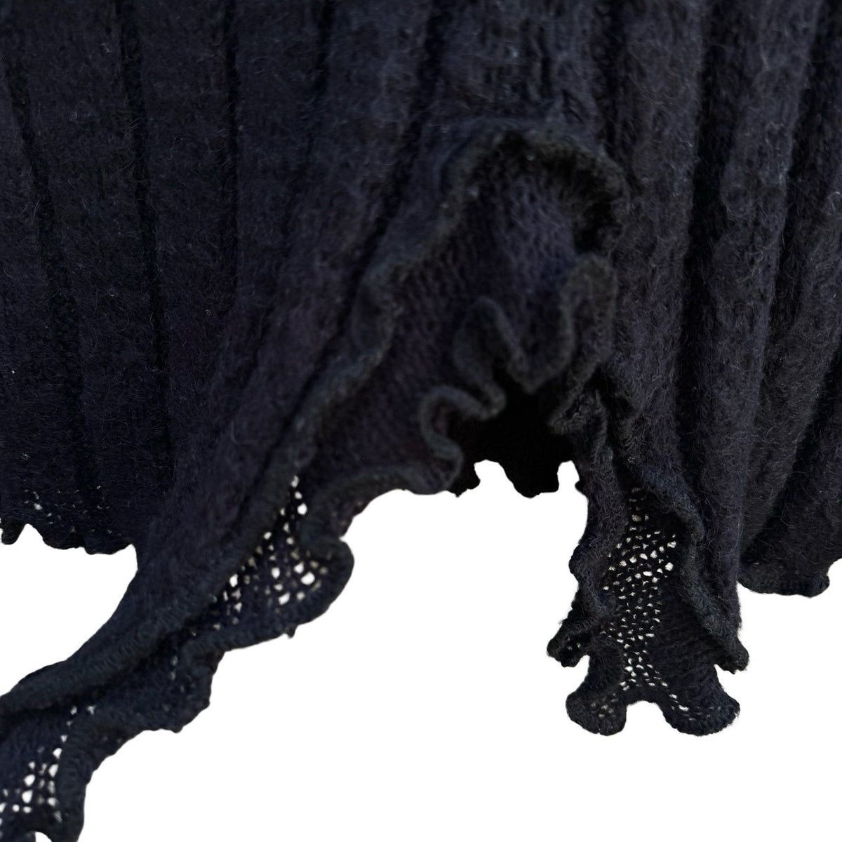 Sharagano Paris Y2K Whimsigoth Coquette Ribbed Ruffle Lettuce Edge Knit Top S