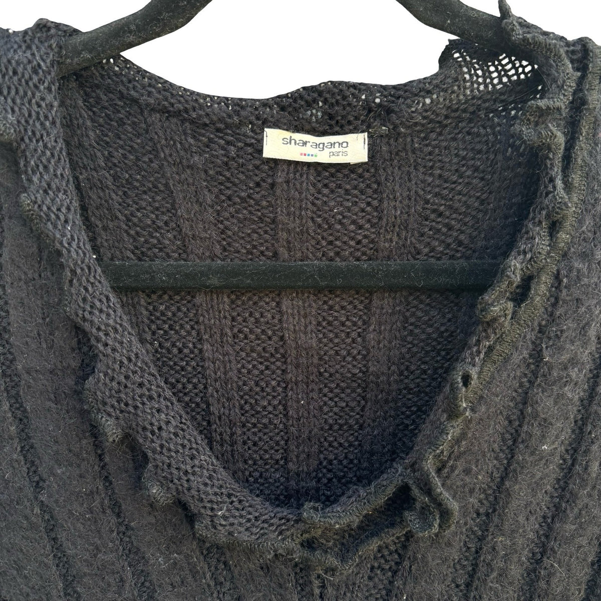 Sharagano Paris Y2K Whimsigoth Coquette Ribbed Ruffle Lettuce Edge Knit Top S