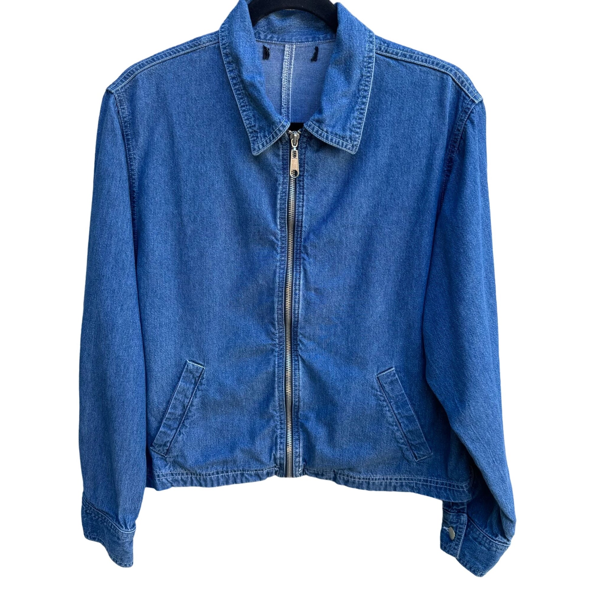 Karen Kane Vintage 90s Y2K Women's Blue Lightweight Denim Zip Front Jacket - L