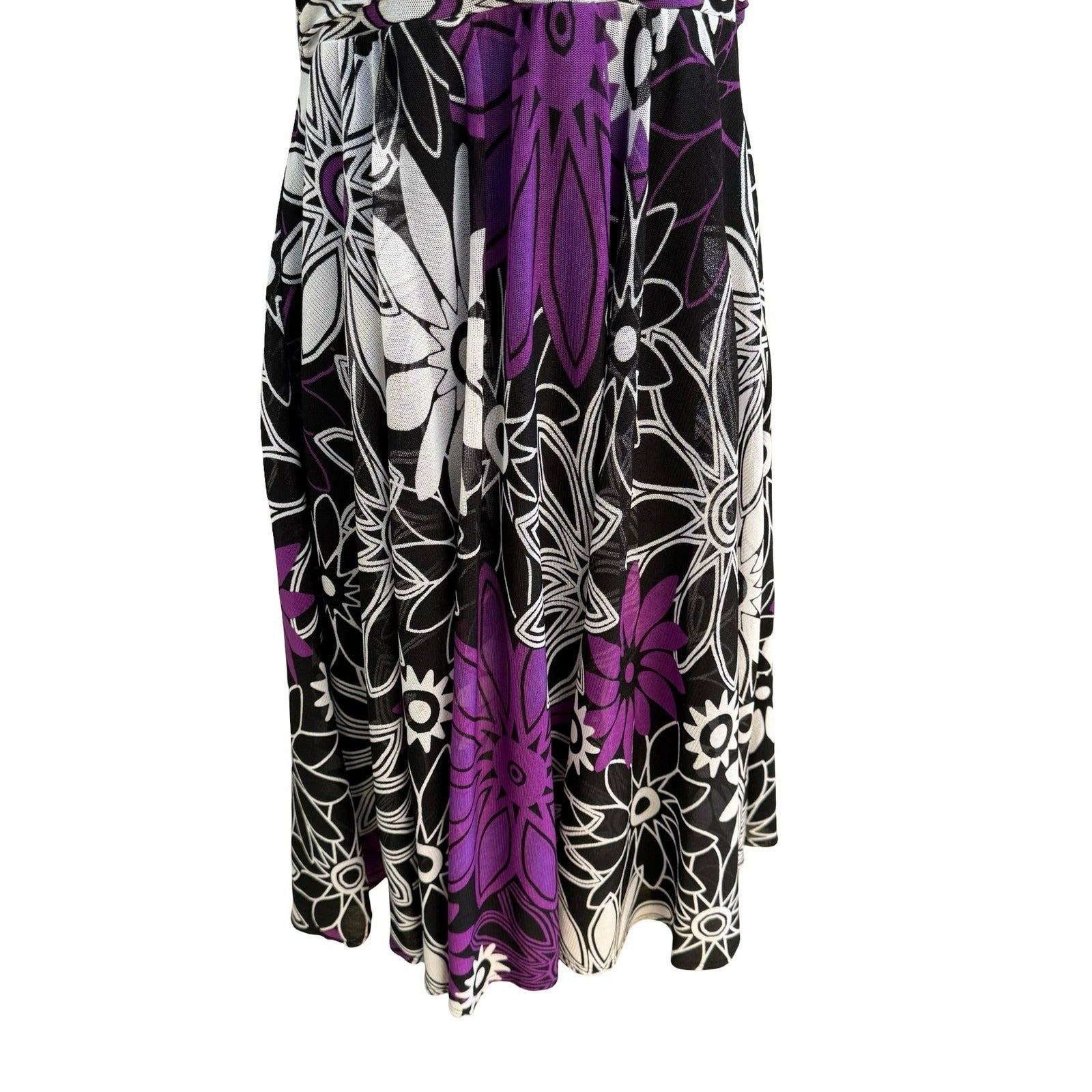 Sangria Y2K Tropical Floral Sunburst Cruise Wear Ruched Halter Midi Dress 14