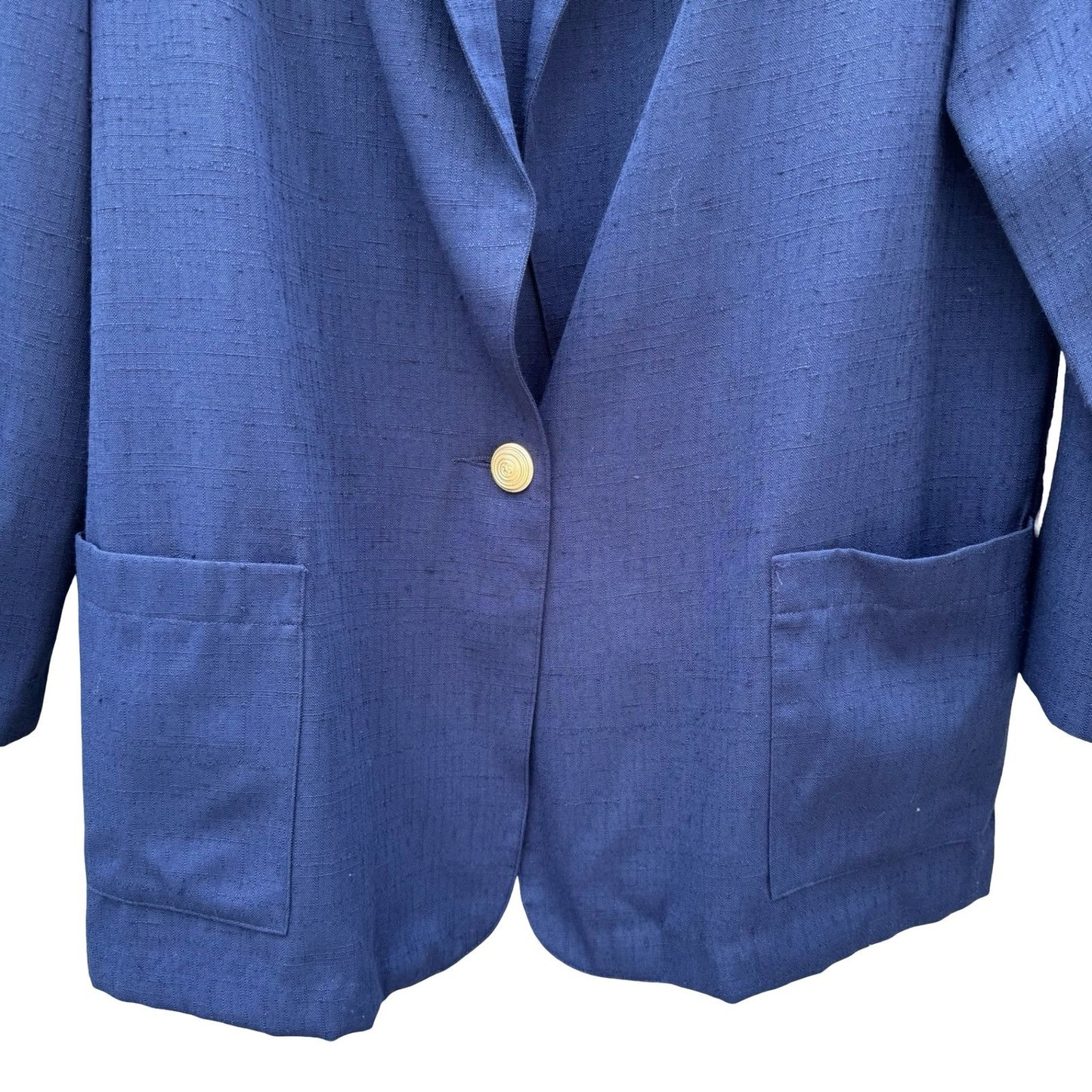 Sag Harbor Vintage Navy Shawl Collar Single Button Textured Jacket Blazer 16