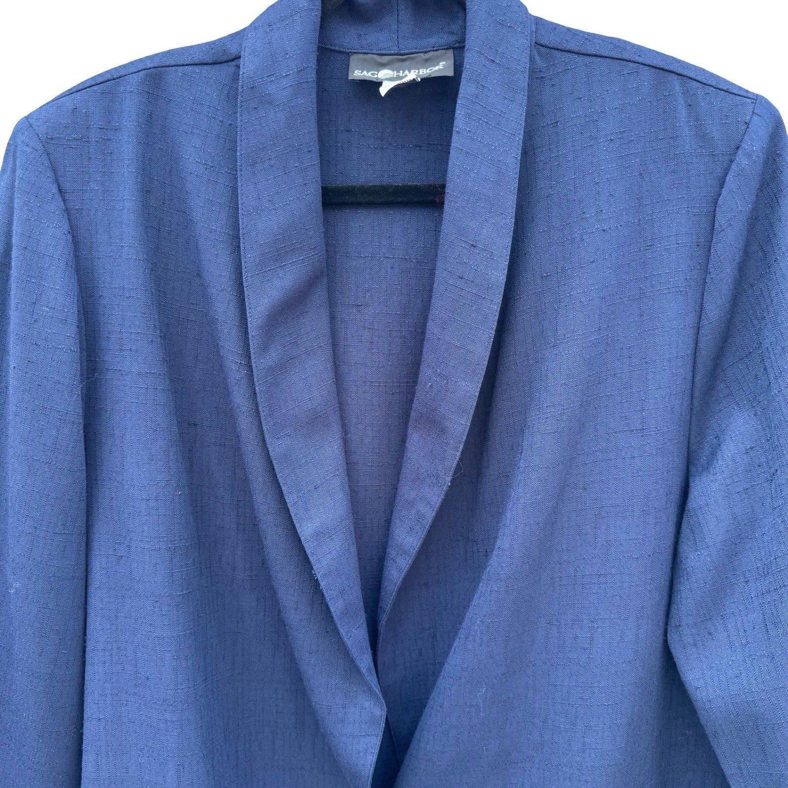 Sag Harbor Vintage Navy Shawl Collar Single Button Textured Jacket Blazer 16