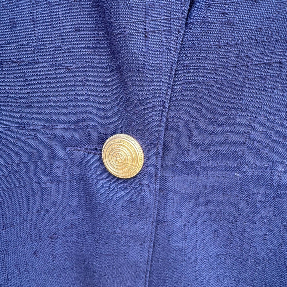 Sag Harbor Vintage Navy Shawl Collar Single Button Textured Jacket Blazer 16