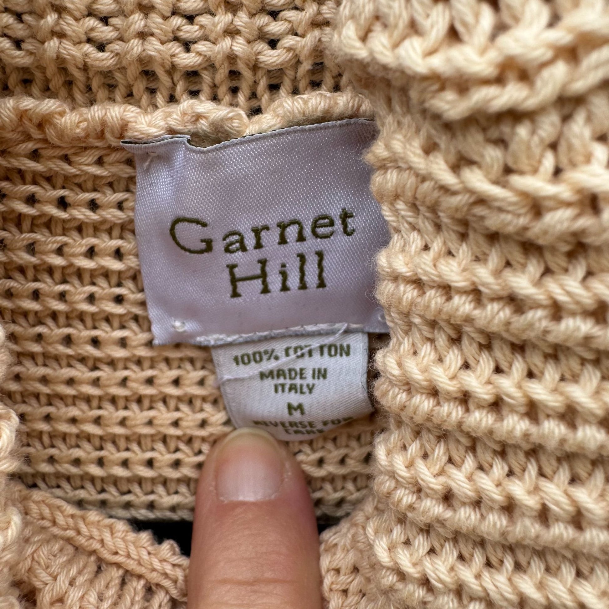 Garnet Hill Vintage Chunky Italian Knit Cotton Long Sleeve Turtleneck Sweater M