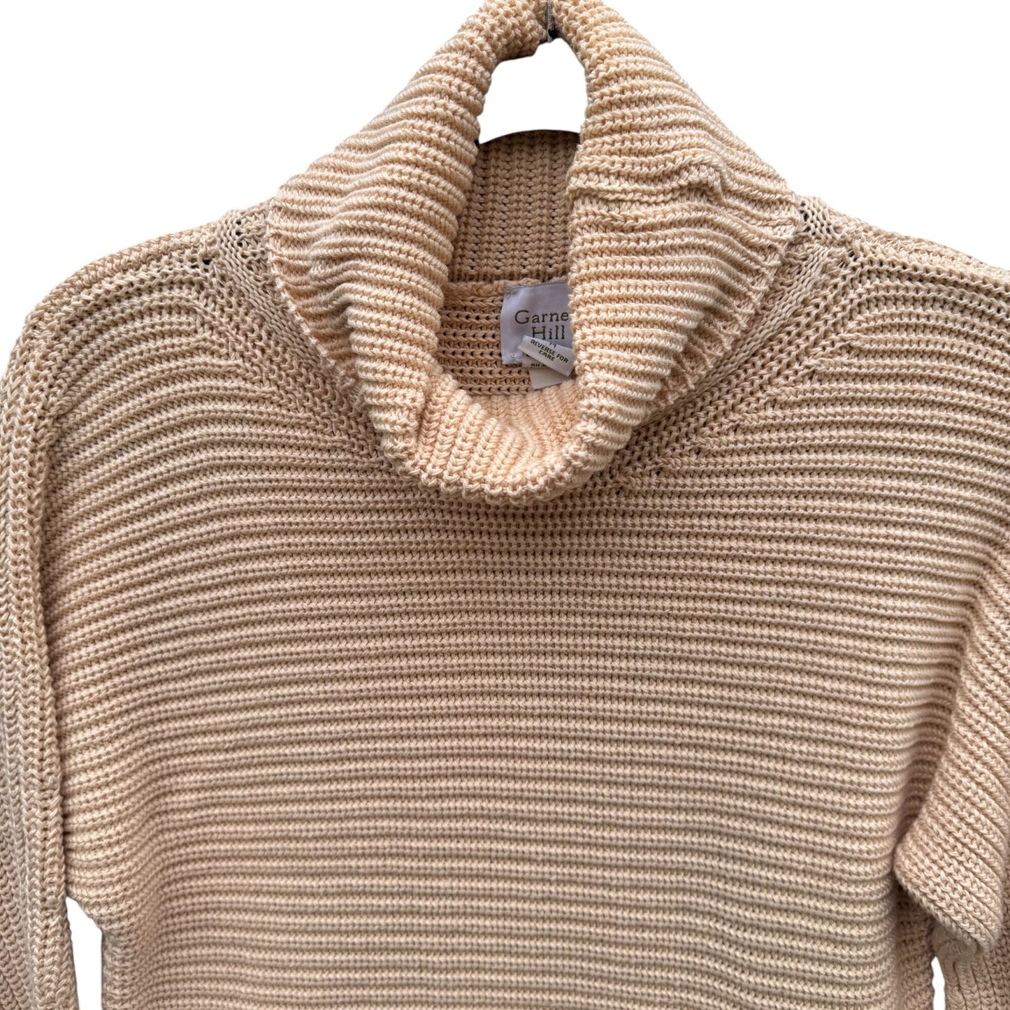 Garnet Hill Vintage Chunky Italian Knit Cotton Long Sleeve Turtleneck Sweater M