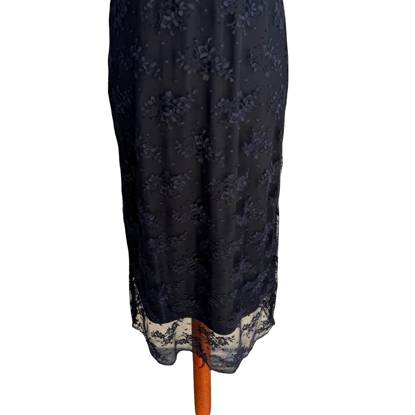 Rabbit Rabbit Rabbit Vintage Floral Lace Cocktail Midi Dress Black Womens 12M