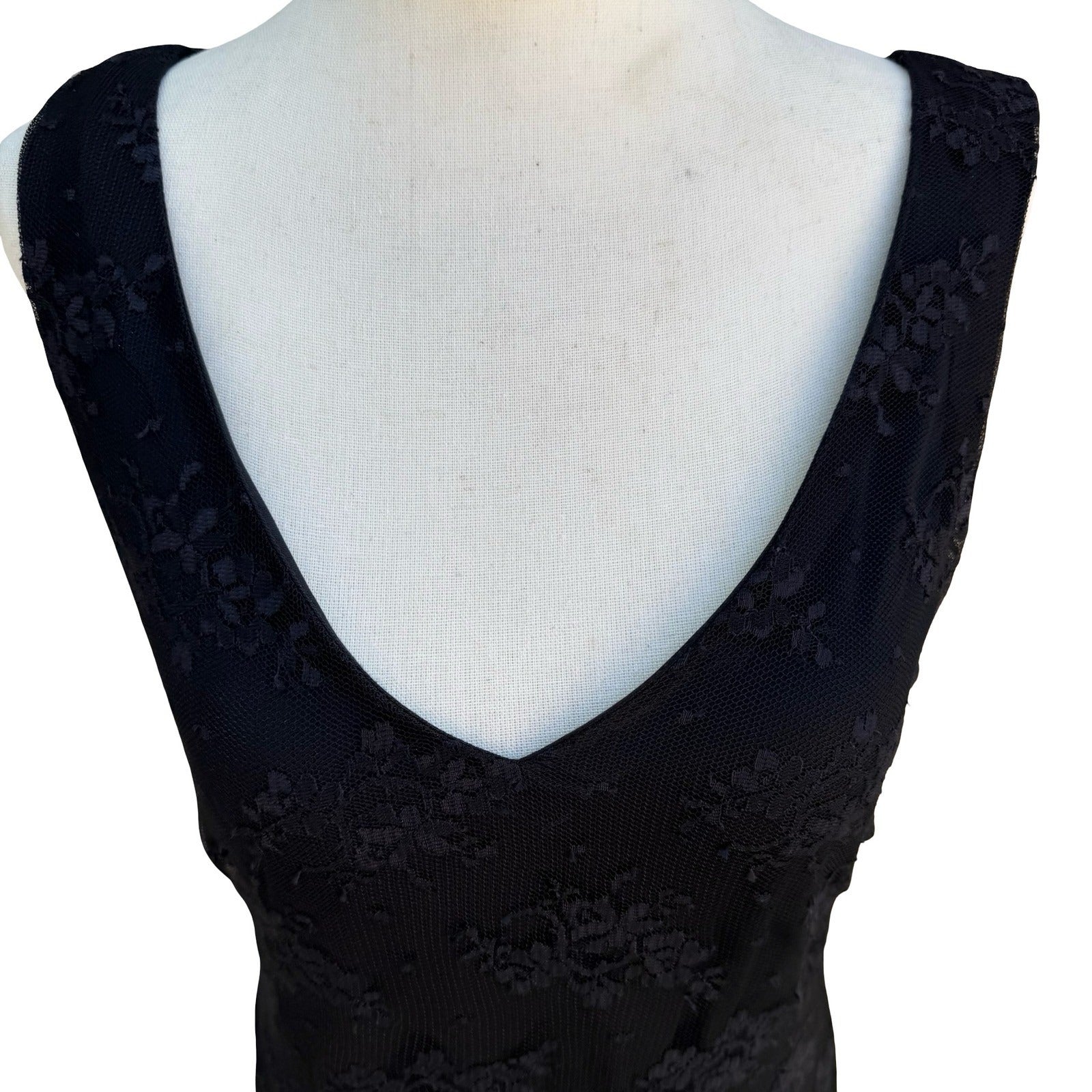 Rabbit Rabbit Rabbit Vintage Floral Lace Cocktail Midi Dress Black Womens 12M