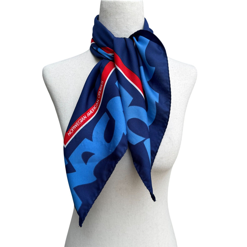 Norwegian American Cruises NAC Vintage Square Woven Satin Scarf Wrap Bandana
