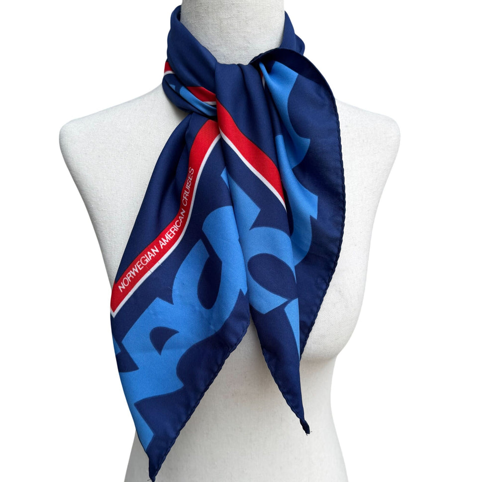 Norwegian American Cruises NAC Vintage Square Woven Satin Scarf Wrap Bandana