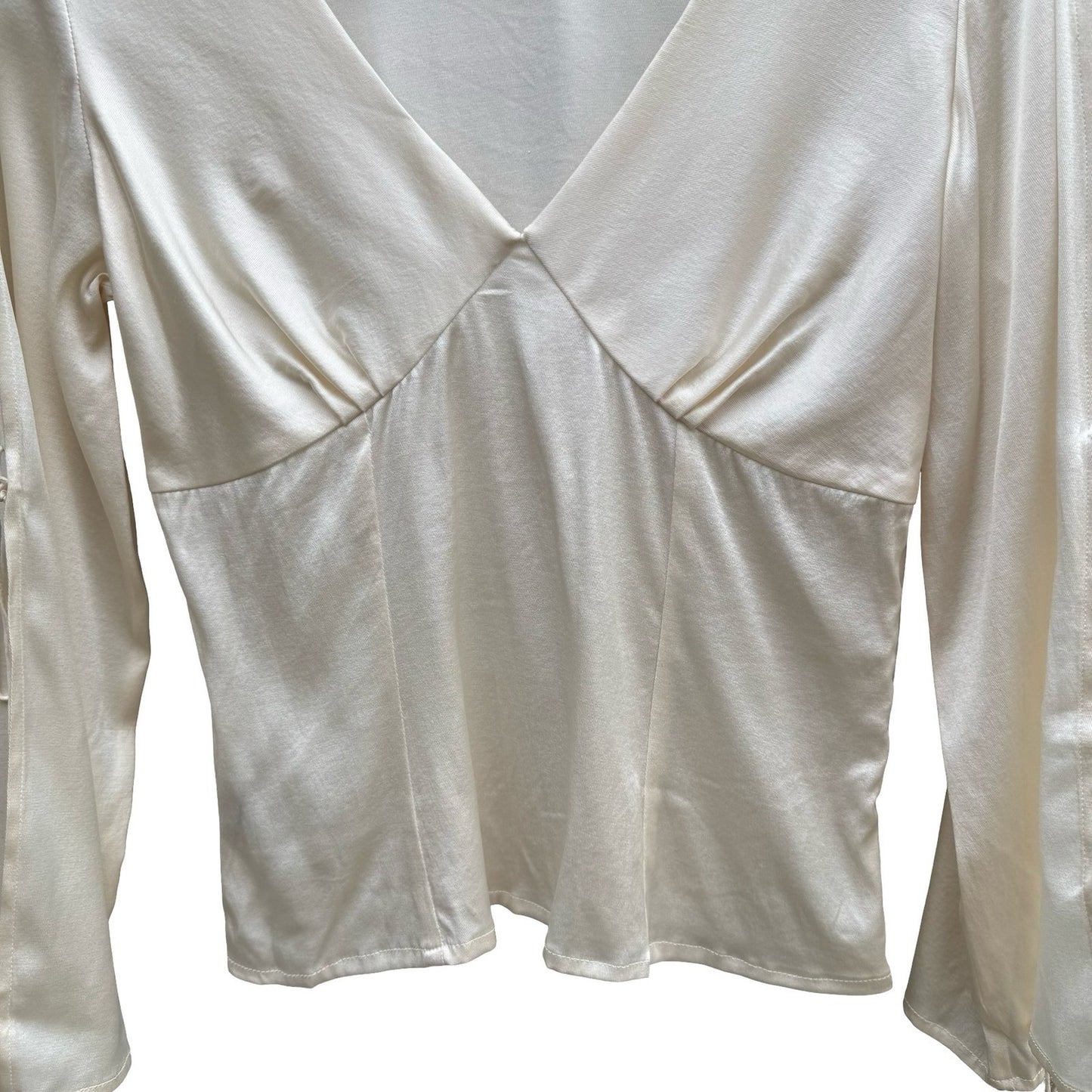 Filippa Romantic Fairy Silk Stretch Split Bell Tie Sleeve Empire Waist Blouse 4