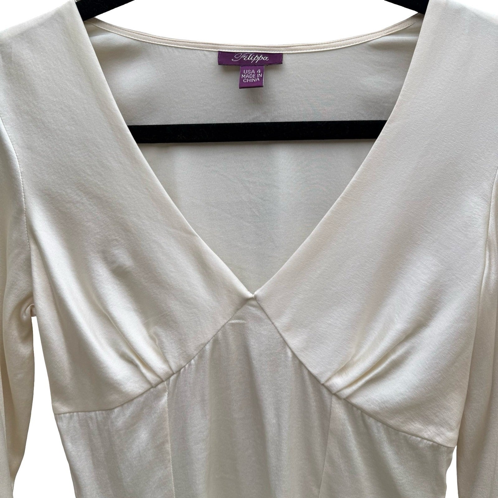 Filippa Romantic Fairy Silk Stretch Split Bell Tie Sleeve Empire Waist Blouse 4