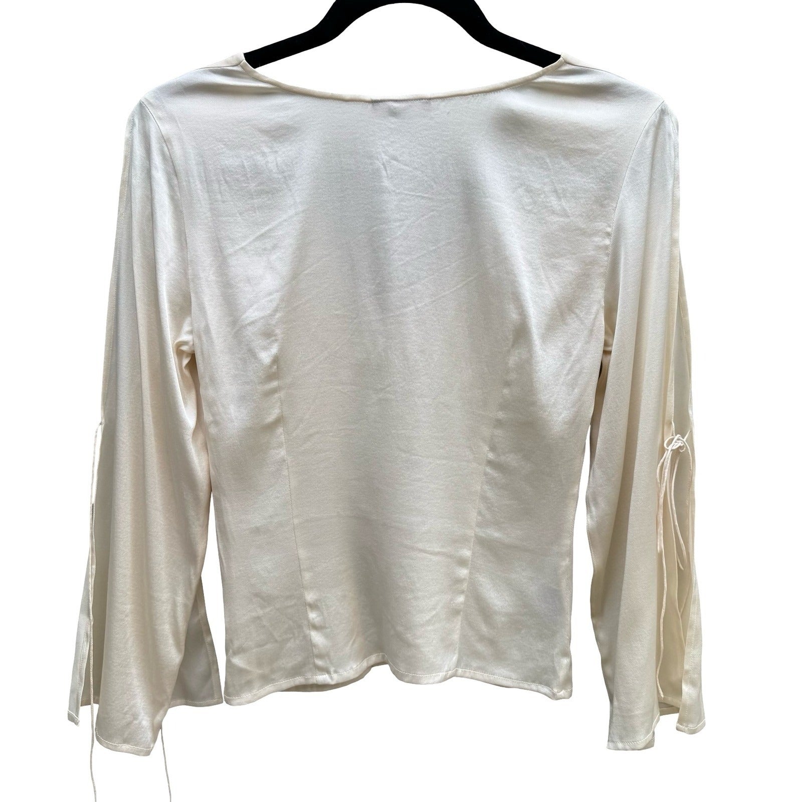 Filippa Romantic Fairy Silk Stretch Split Bell Tie Sleeve Empire Waist Blouse 4