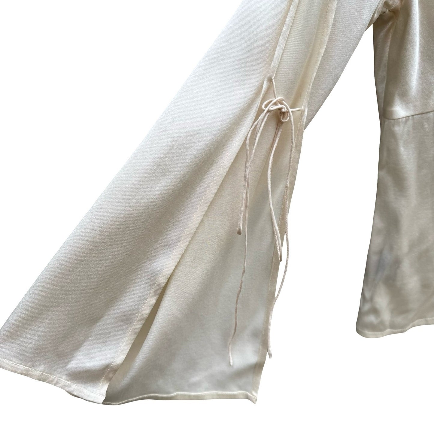 Filippa Romantic Fairy Silk Stretch Split Bell Tie Sleeve Empire Waist Blouse 4