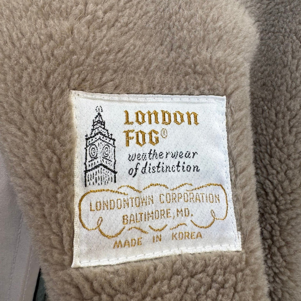 London Fog Vintage 80s Harrington Jacket Tan Beige Full Zip Epaulets Mens 42 Reg