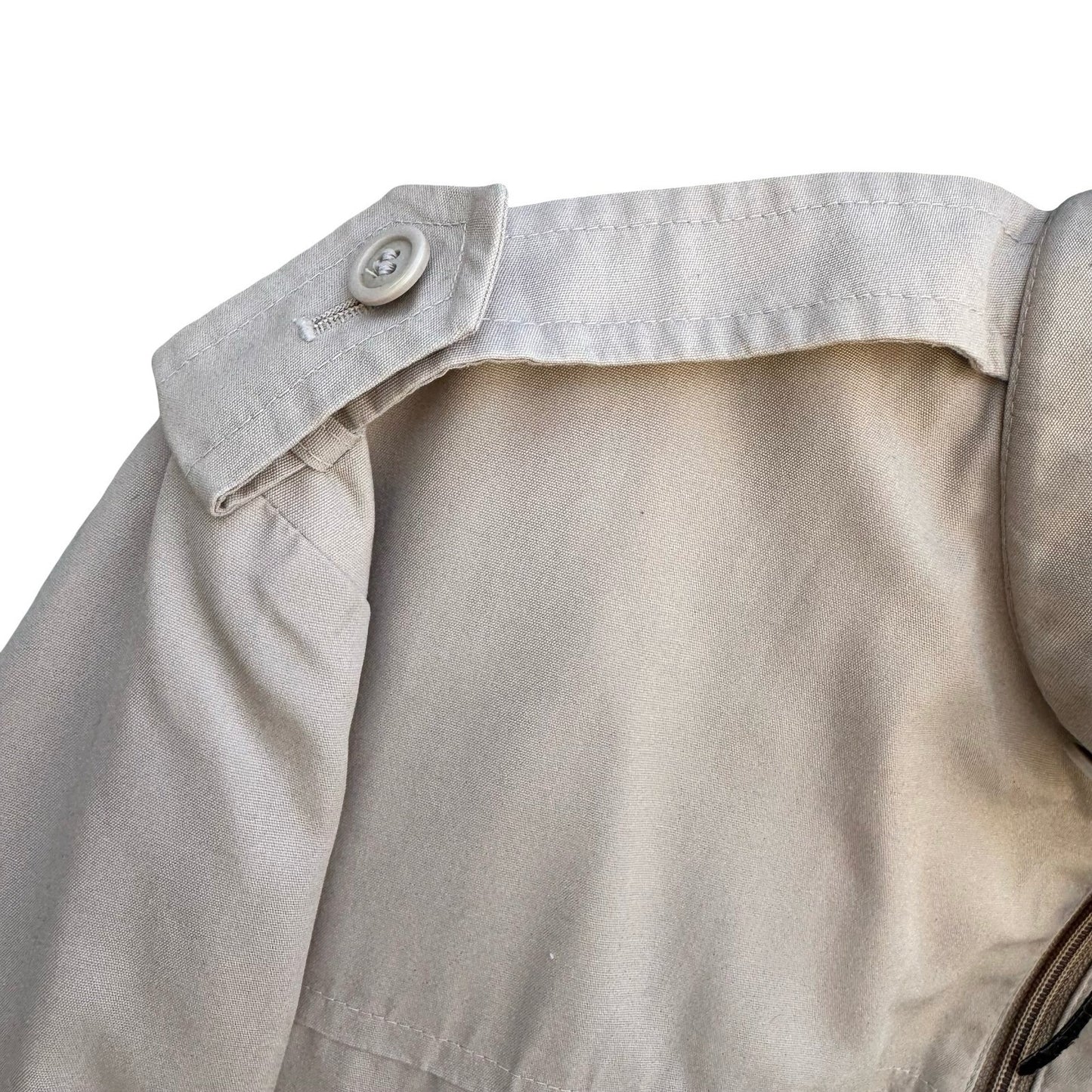 London Fog Vintage 80s Harrington Jacket Tan Beige Full Zip Epaulets Mens 42 Reg