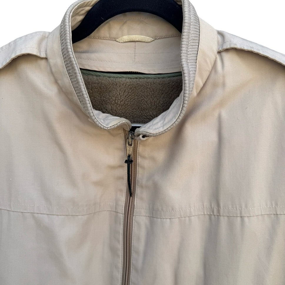 London Fog Vintage 80s Harrington Jacket Tan Beige Full Zip Epaulets Mens 42 Reg