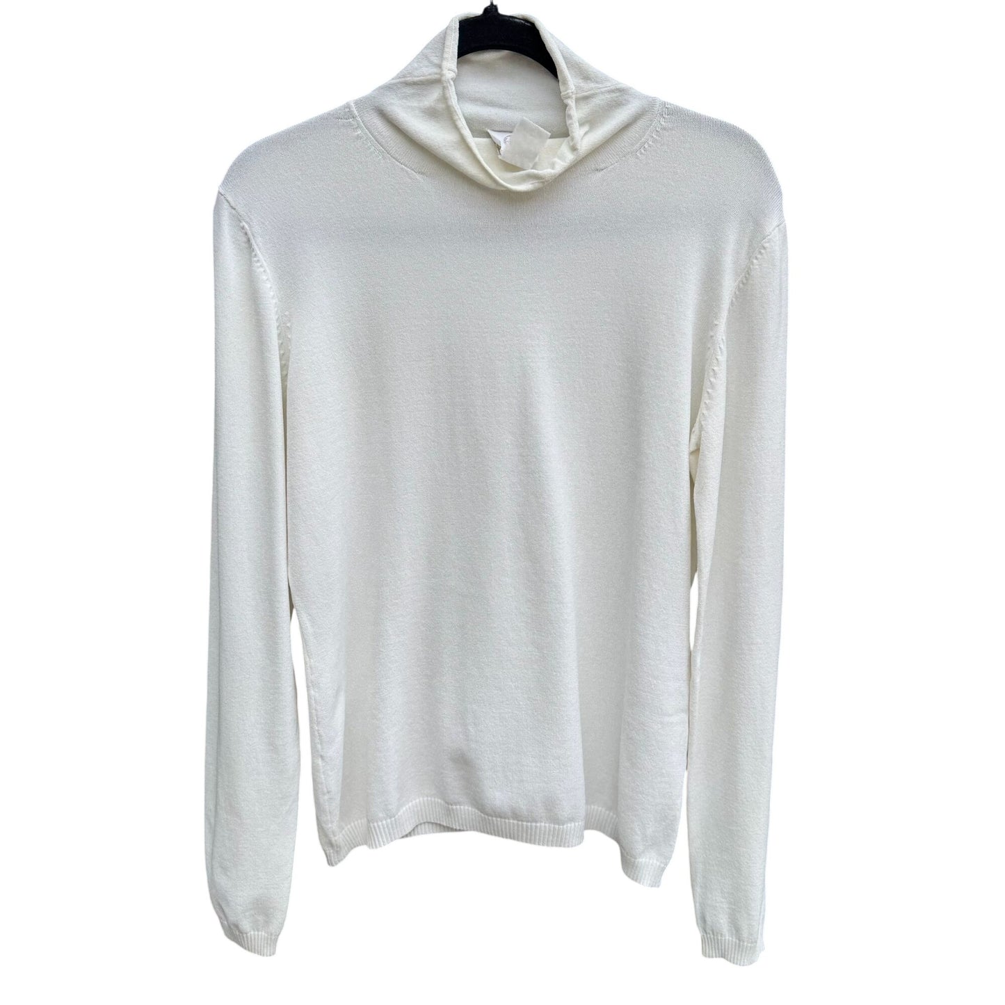 Hot In Hollywood Vintage White Knit Turtleneck Sweater Minimalist Stretch Womens