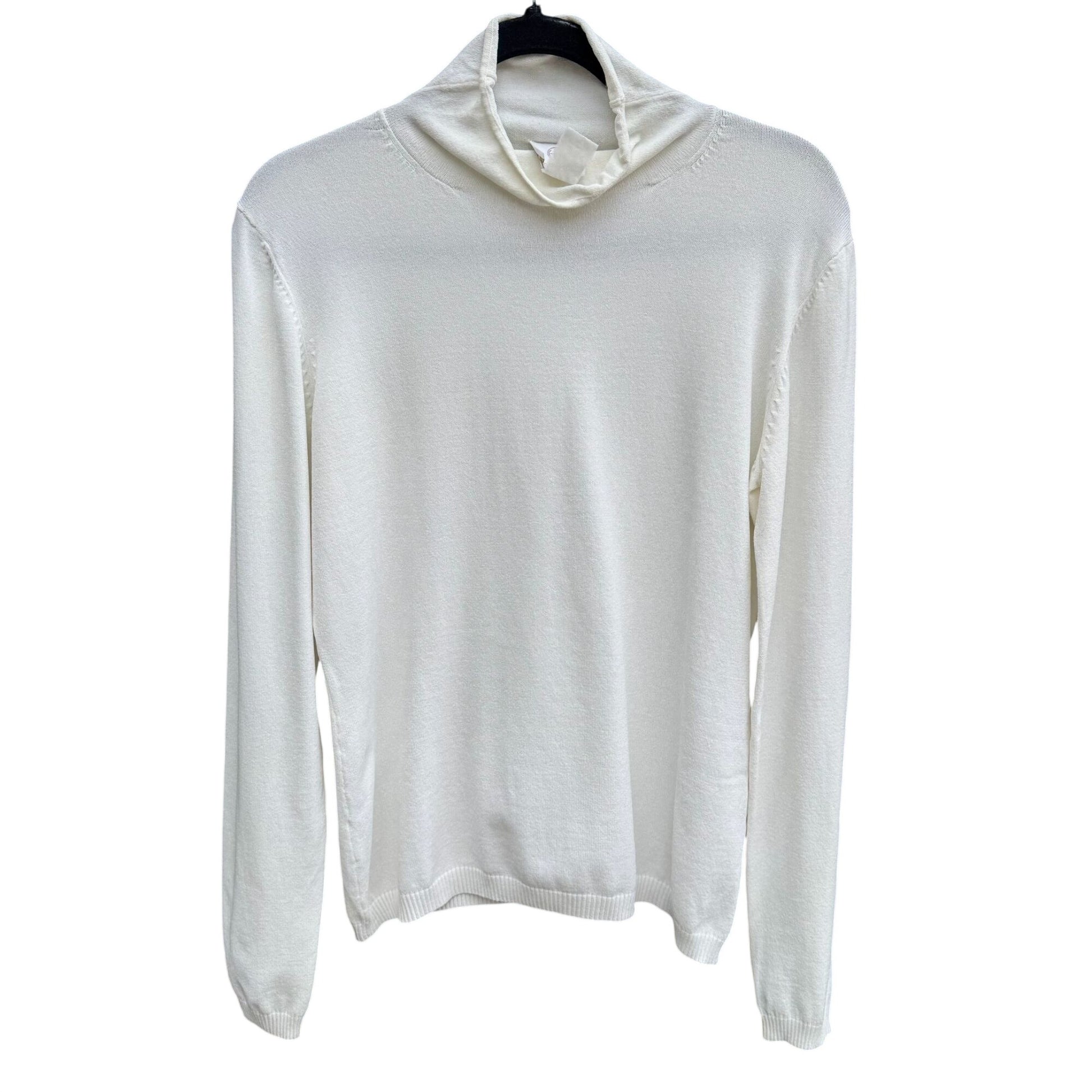 Hot In Hollywood Vintage White Knit Turtleneck Sweater Minimalist Stretch Womens