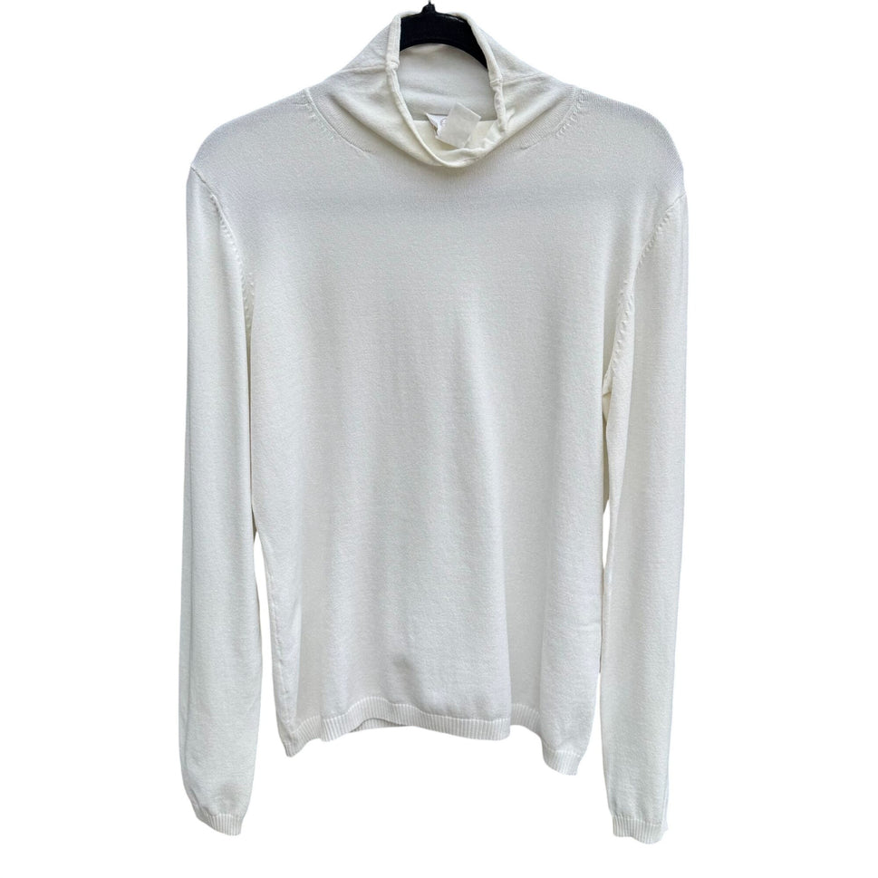 Hot In Hollywood Vintage White Knit Turtleneck Sweater Minimalist Stretch Womens