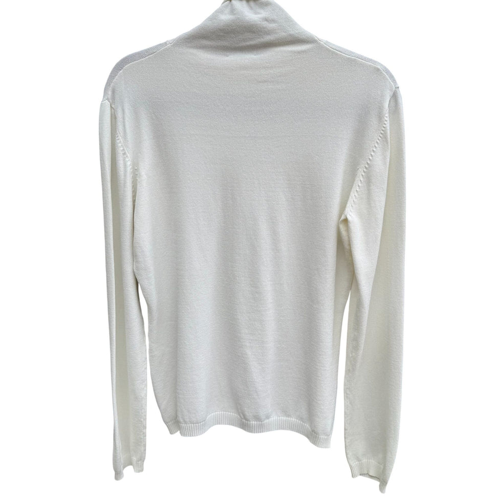Hot In Hollywood Vintage White Knit Turtleneck Sweater Minimalist Stretch Womens