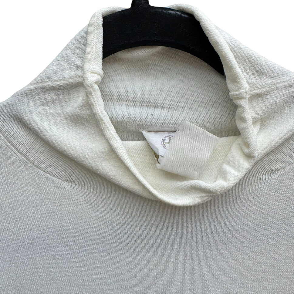 Hot In Hollywood Vintage White Knit Turtleneck Sweater Minimalist Stretch Womens