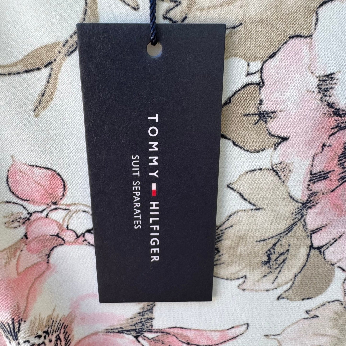 Tommy Hilfiger Shabby Chic Floral Sleeveless Tie Blouse White Pink Womens L NEW