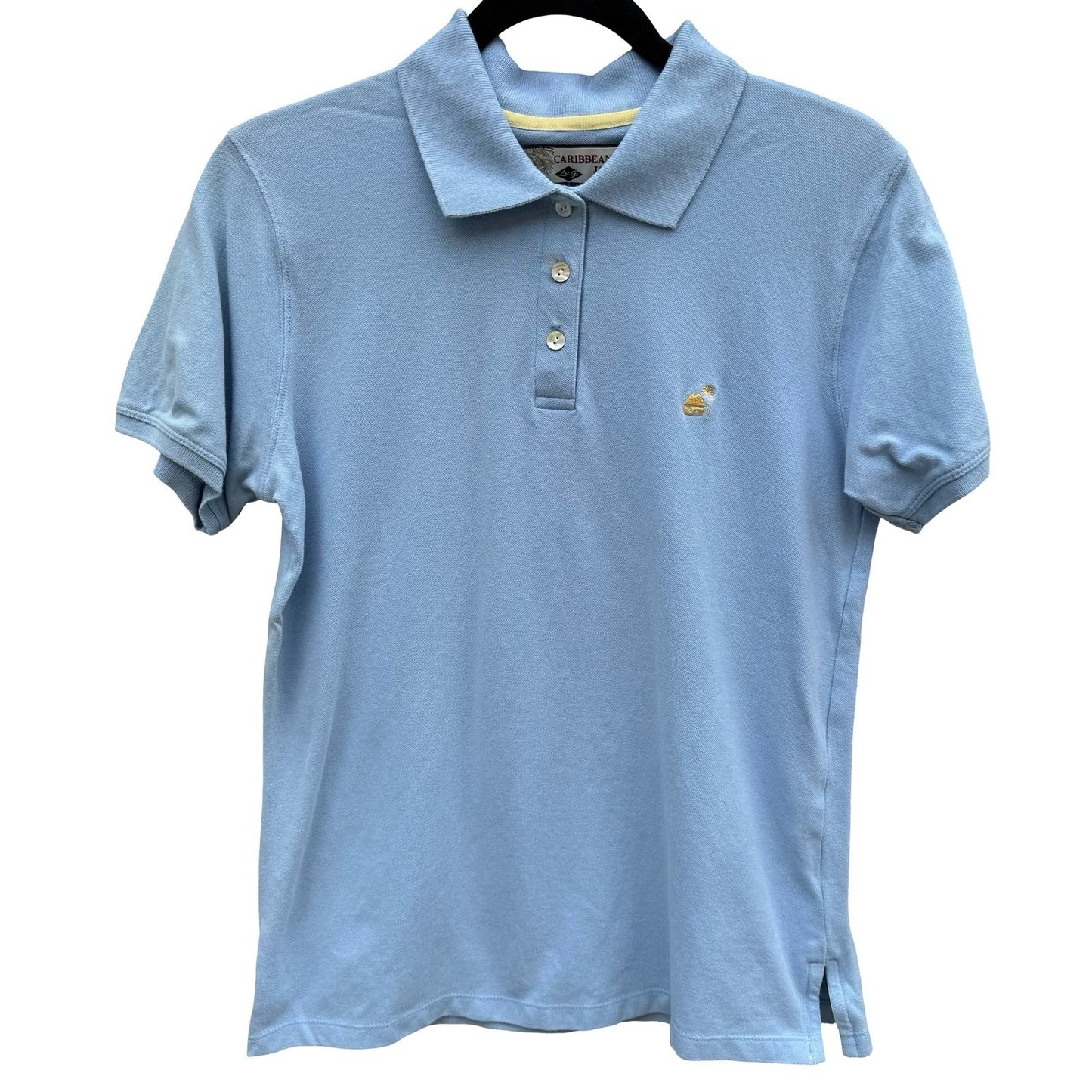 Caribbean Joe Mens Small Light Blue Short Sleeve Pique Polo Shirt Stretch Cotton