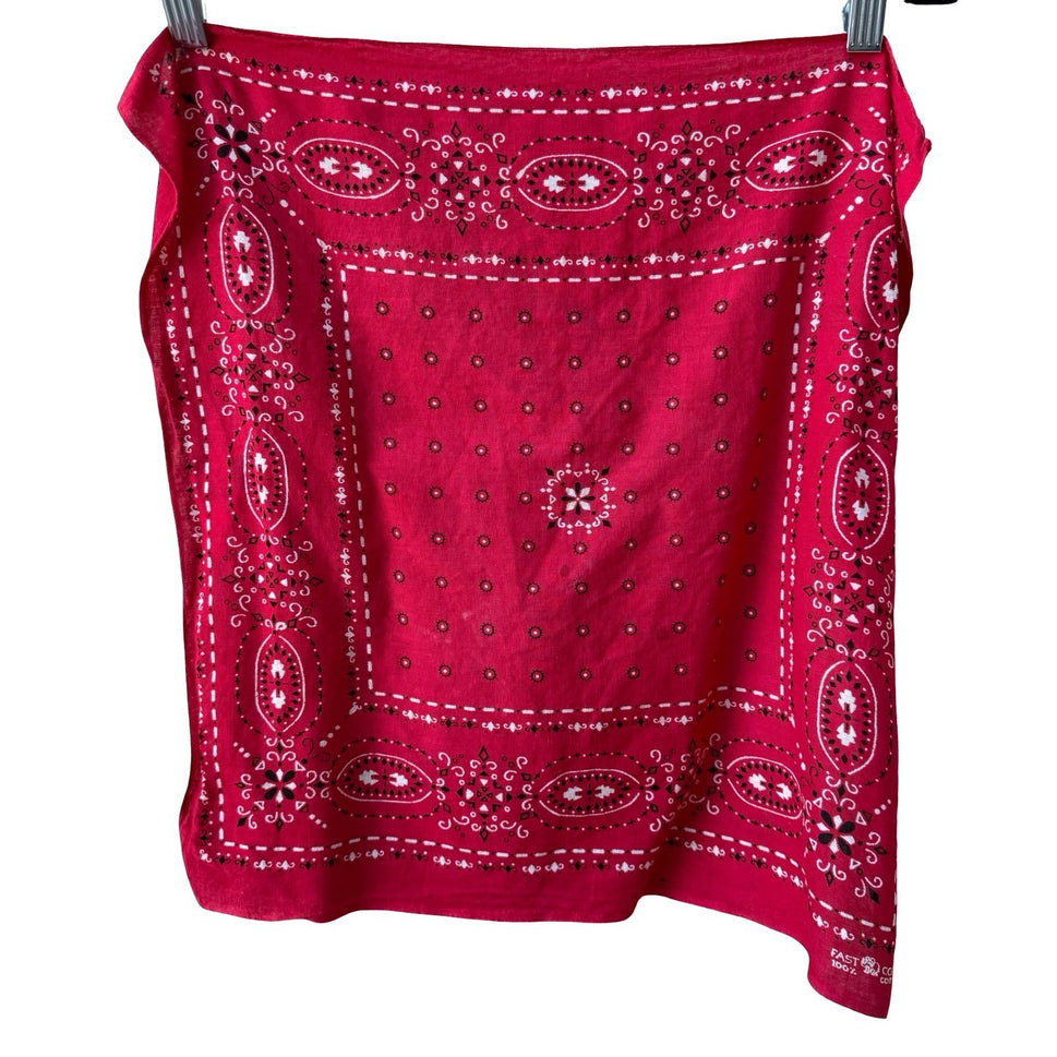 Vintage Fast Color Paisley Rockabilly Biker Cowboy Cotton Bandana Scarf 18x18.5