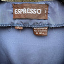 Switch Espresso Vintage Slate Blue Satin Button Front Blouse Split Neck Short Sleeve 6 2 image