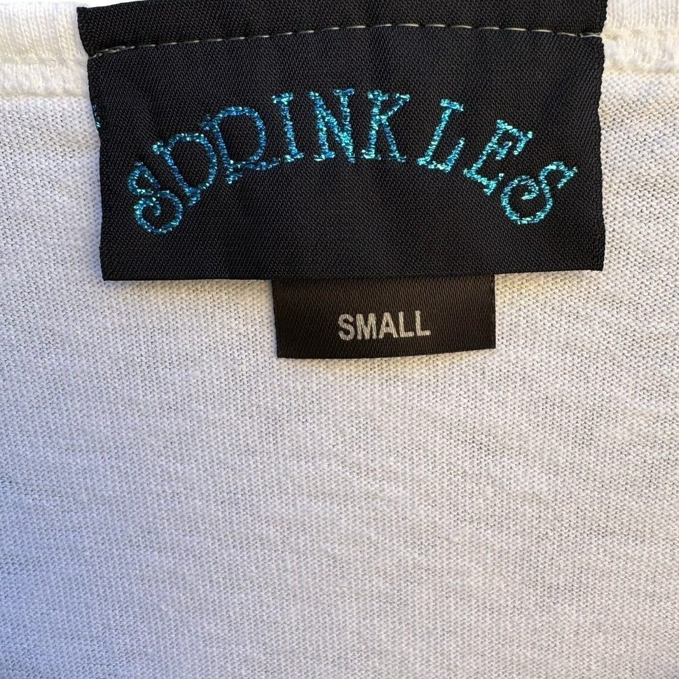 Sprinkles Y2K 90s Rhinestone Studded Leopard Graphic Shirt S Made in USA Cotton
