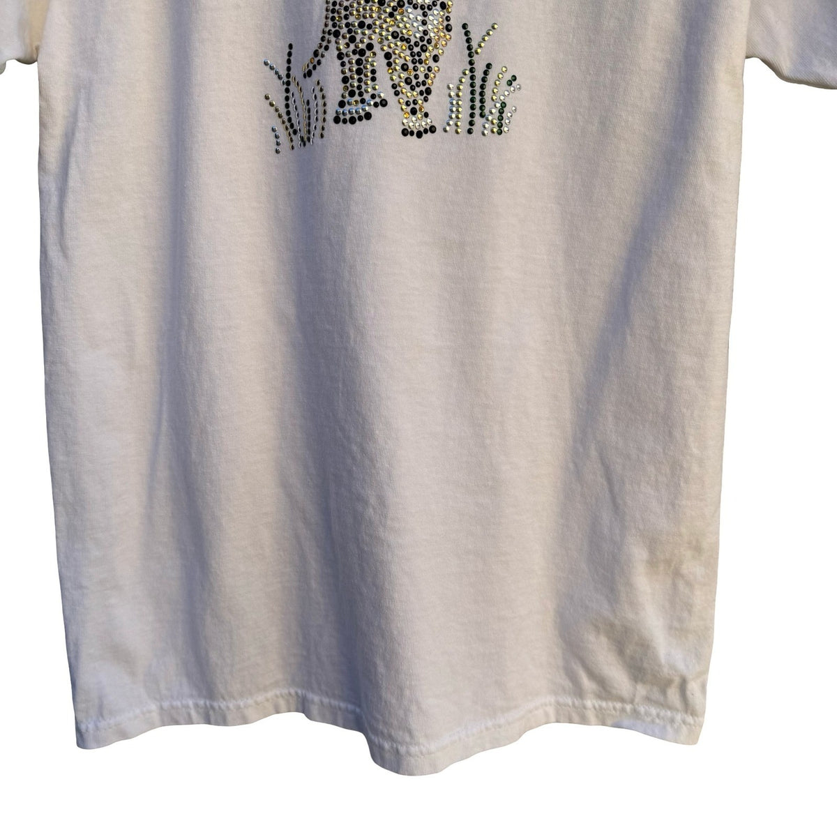 Sprinkles Y2K 90s Rhinestone Studded Leopard Graphic Shirt S Made in USA Cotton