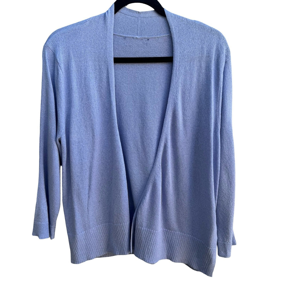 Minimalist Layering Preppy Open Front Draped Knit Cardigan Sweater Pastel Blue XL