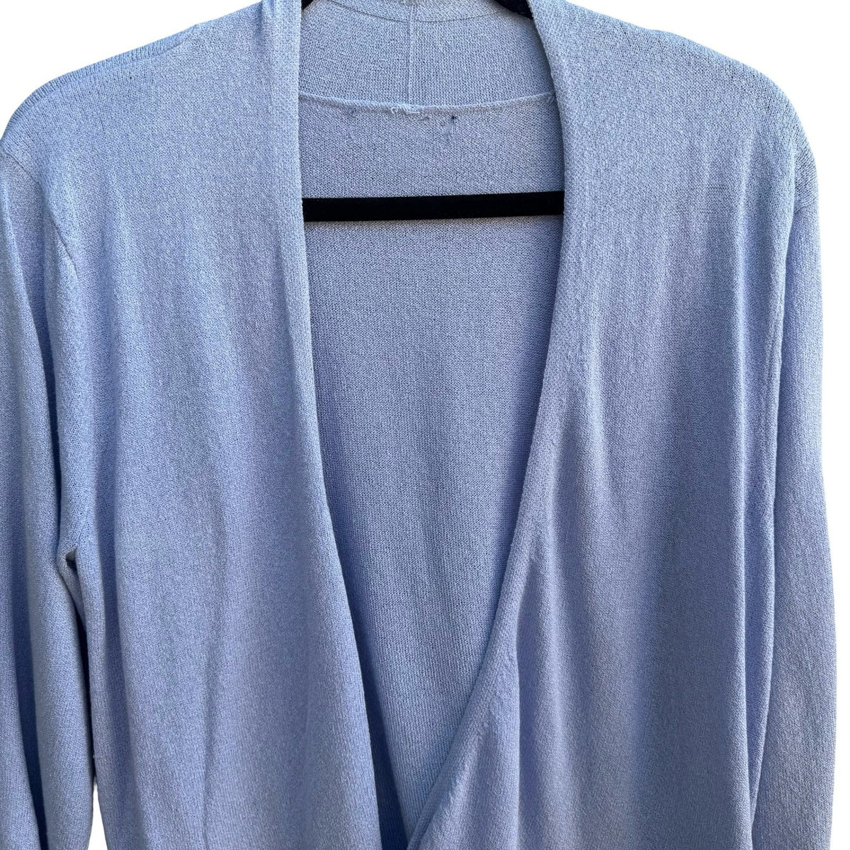 Minimalist Layering Preppy Open Front Draped Knit Cardigan Sweater Pastel Blue XL