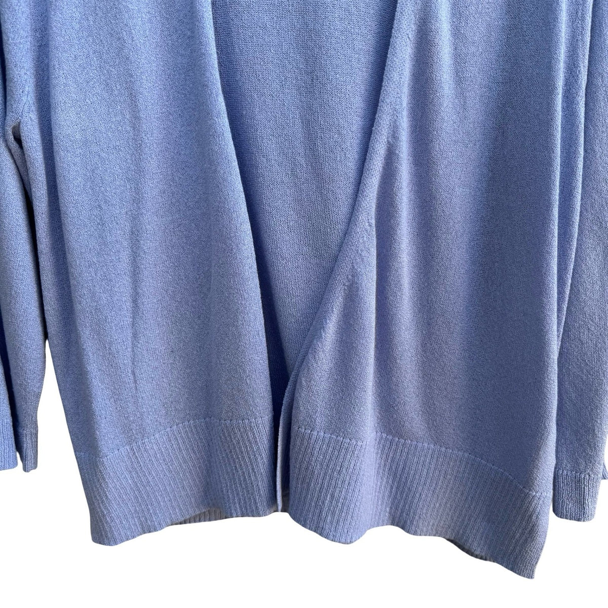 Minimalist Layering Preppy Open Front Draped Knit Cardigan Sweater Pastel Blue XL