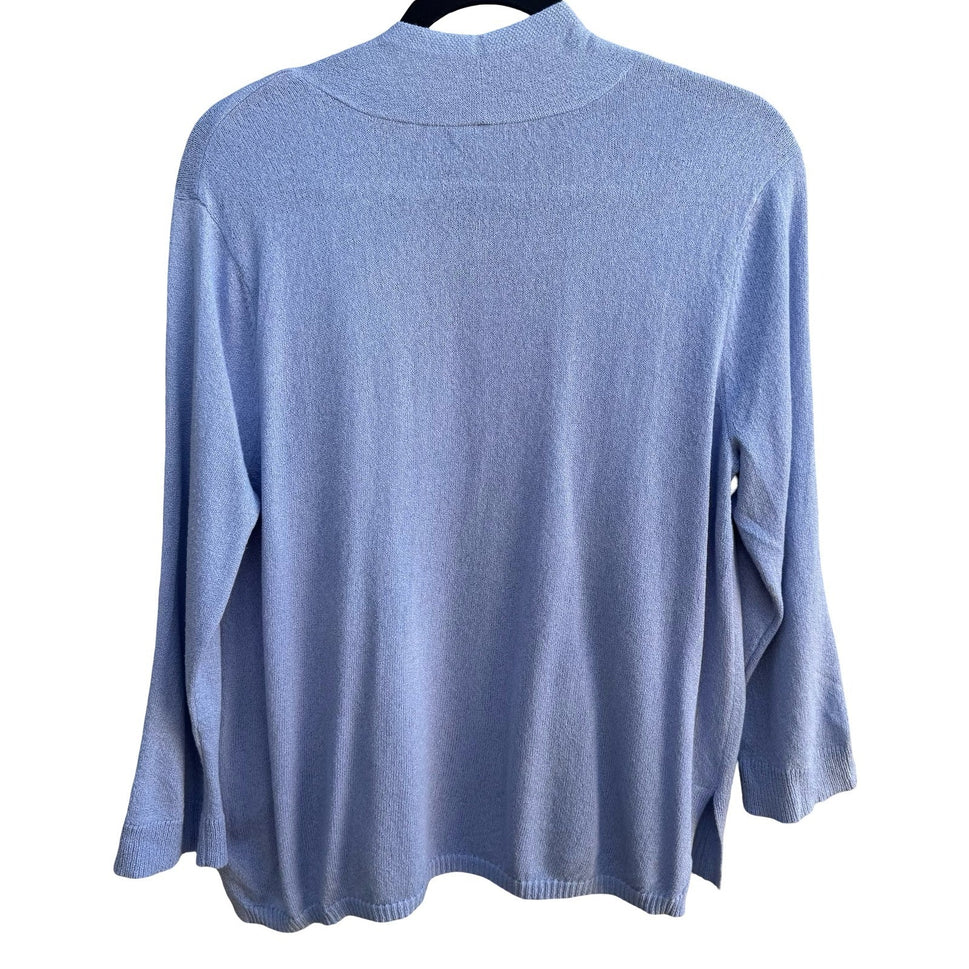 Minimalist Layering Preppy Open Front Draped Knit Cardigan Sweater Pastel Blue XL