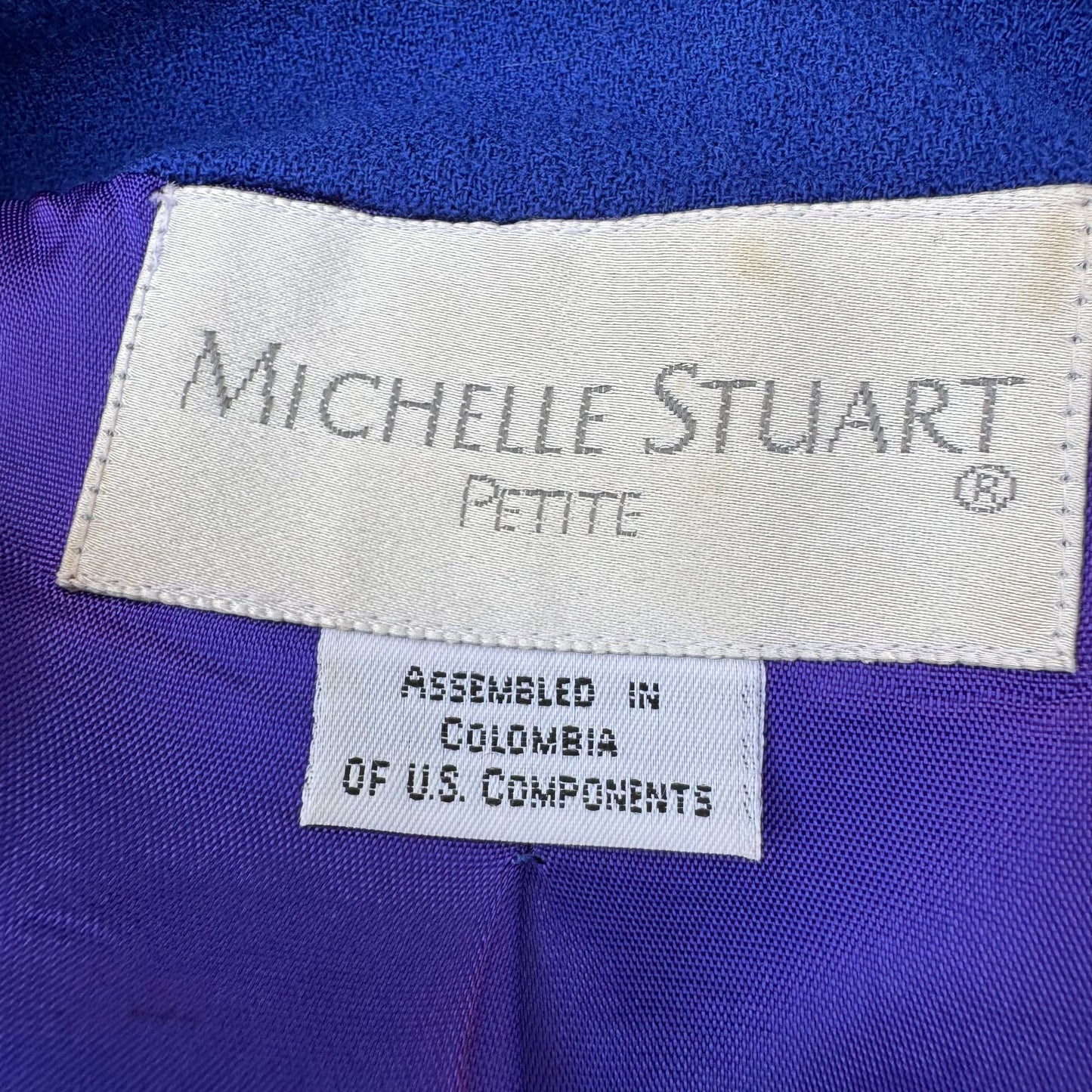 Michelle Stuart Petite Vintage Wool Royal Blue Blazer Pleated Skirt Set Womens 4