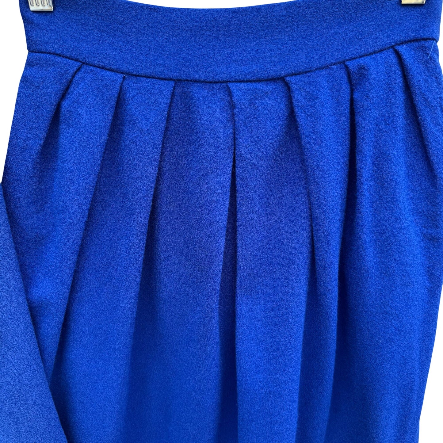 Michelle Stuart Petite Vintage Wool Royal Blue Blazer Pleated Skirt Set Womens 4