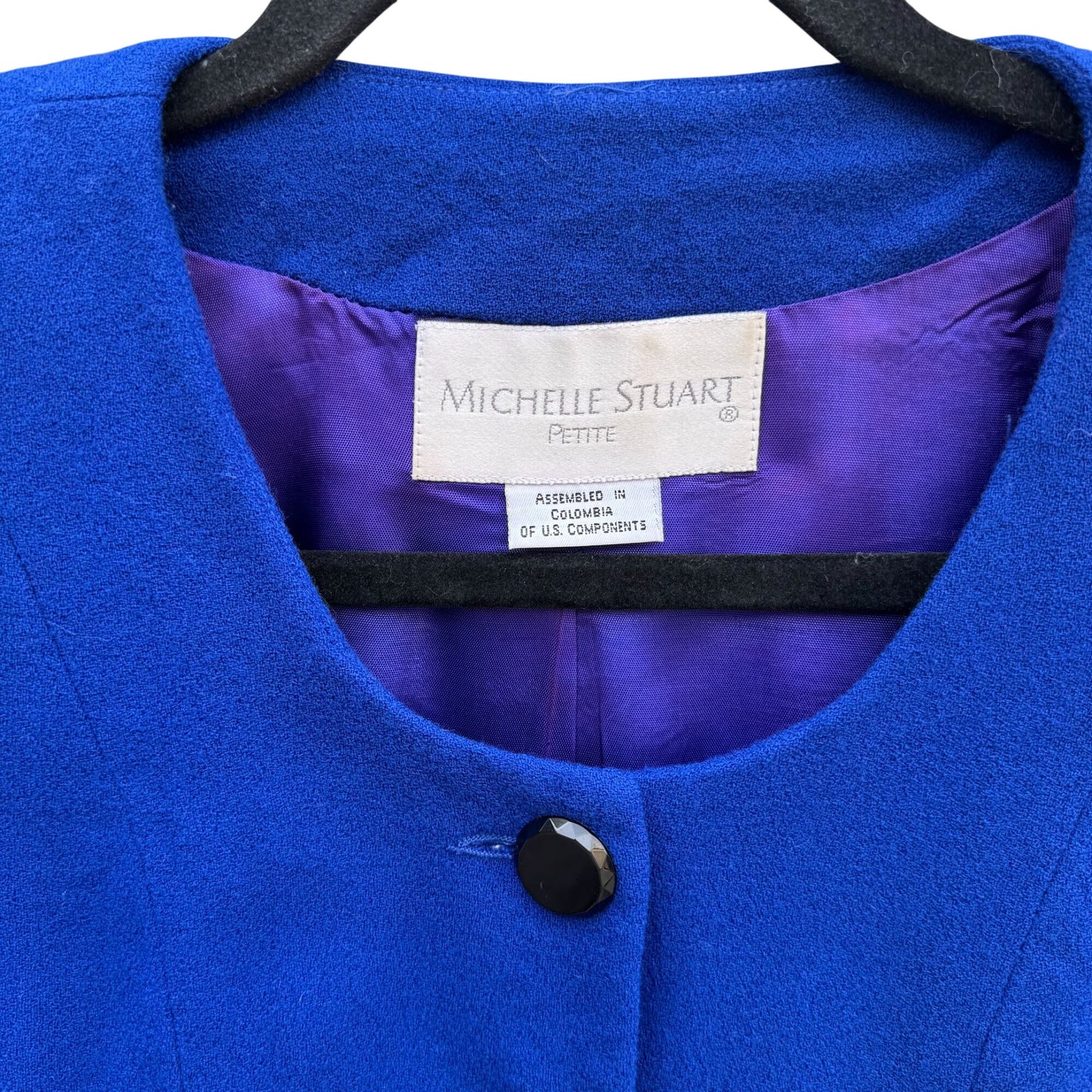 Michelle Stuart Petite Vintage Wool Royal Blue Blazer Pleated Skirt Set Womens 4