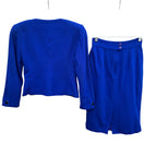 Switch Michelle Stuart Petite Vintage Wool Royal Blue Blazer Pleated Skirt Set Womens 4 3 image