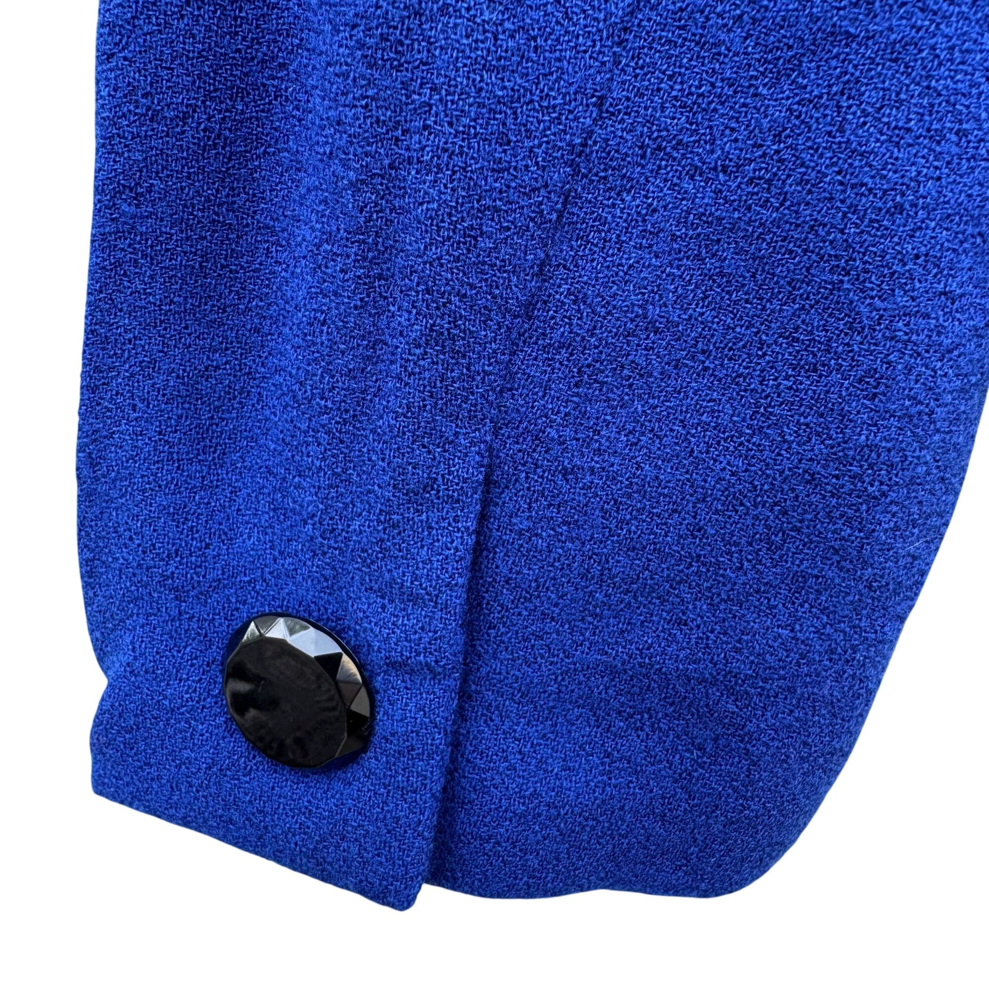 Michelle Stuart Petite Vintage Wool Royal Blue Blazer Pleated Skirt Set Womens 4